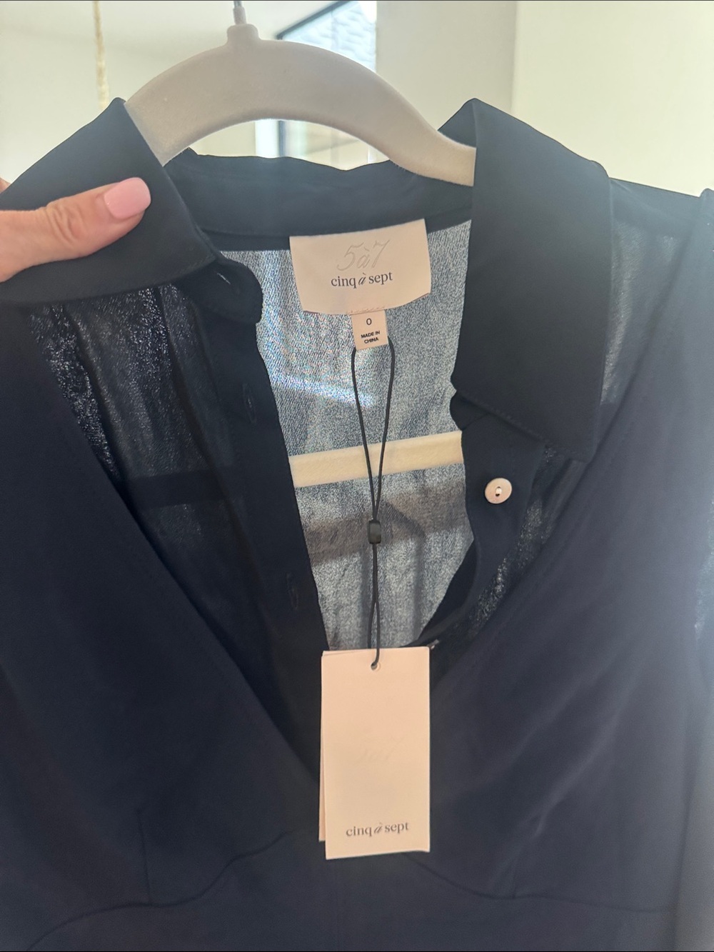 NWT cinq a sept Navy Layered V-Neck Mini Dress - Picture 9 of 9